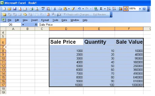 Excel table