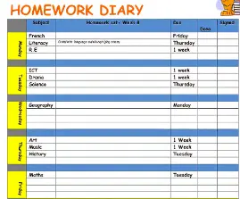 homework timetable