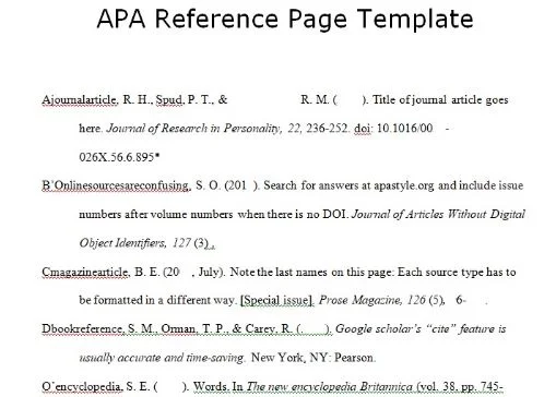 reference page template